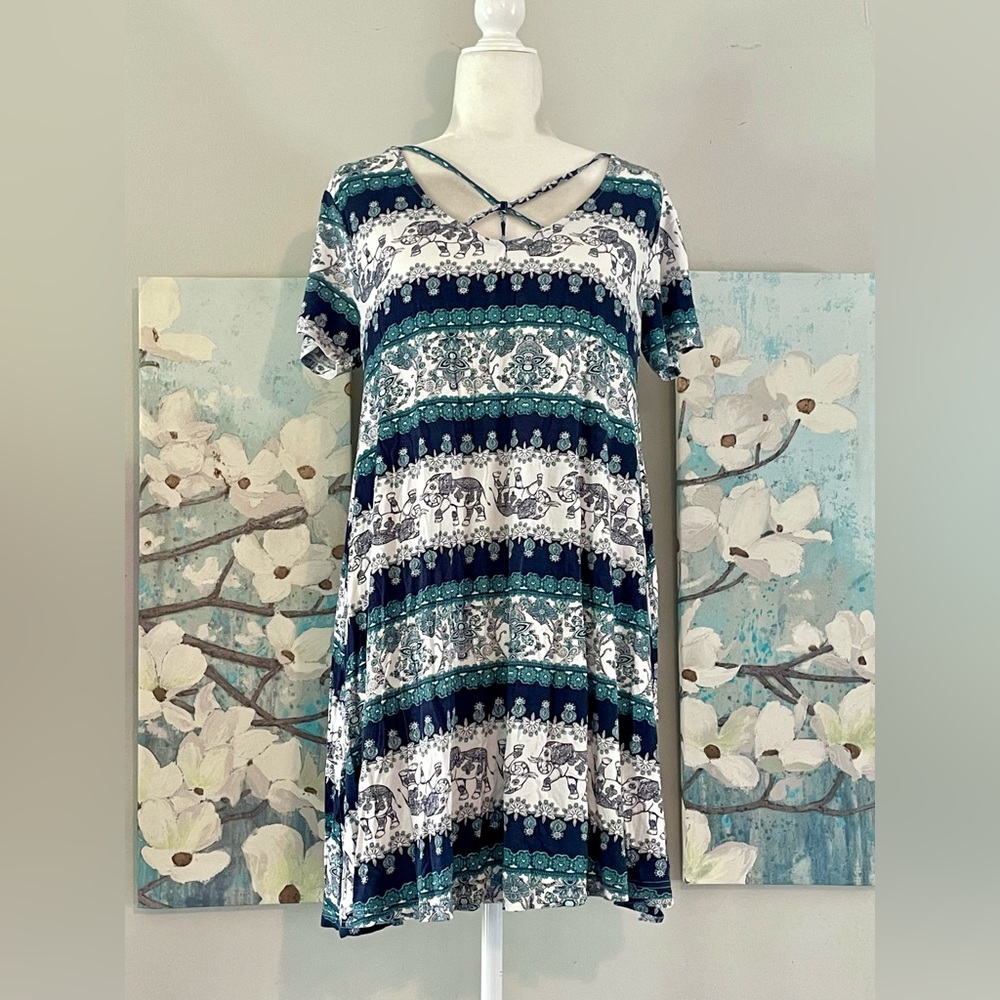 Wishful Park Elephant and Tribal Print Swing Dress